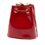 Prada Triangle Logo Plate Mini Chain Shoulder Bag Pouch 1 Nr016 Red Patent — view 2