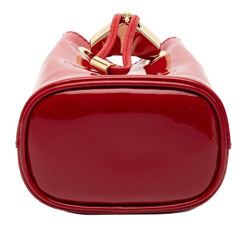Prada Triangle Logo Plate Mini Chain Shoulder Bag Pouch 1 Nr016 Red Patent — view 3