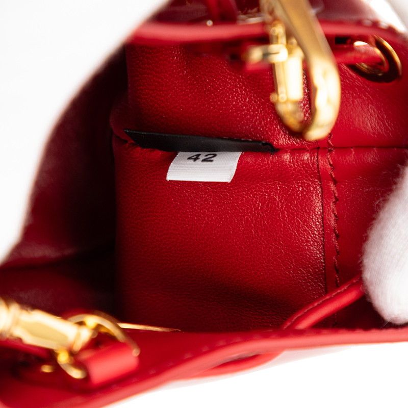 Prada Triangle Logo Plate Mini Chain Shoulder Bag Pouch 1 Nr016 Red Patent — view 6