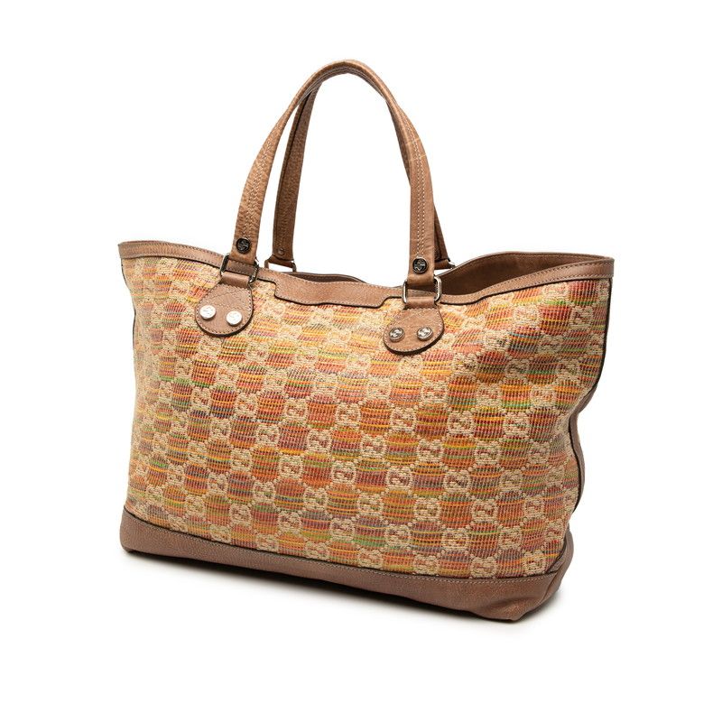 Gucci Paglia GG Sunset Brown Multicolor Leather Straw — view 2