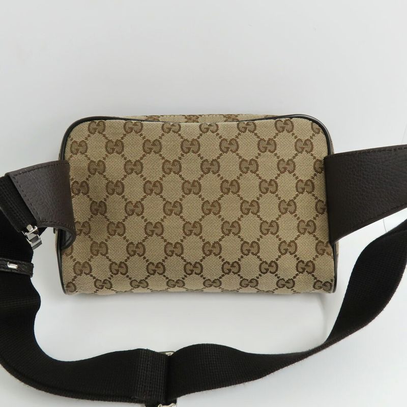 Gucci GG Canvas Waist Bag Body Beige Brown Silver Hardware — view 4