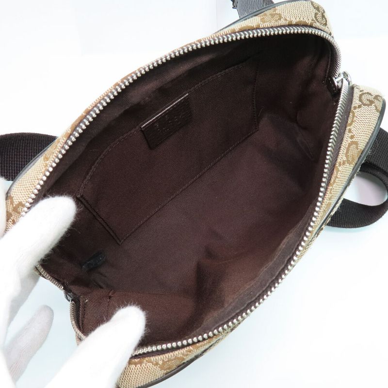 Gucci GG Canvas Waist Bag Body Beige Brown Silver Hardware — view 7
