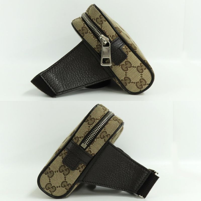 Gucci GG Canvas Waist Bag Body Beige Brown Silver Hardware — view 6
