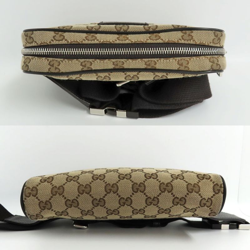 Gucci GG Canvas Waist Bag Body Beige Brown Silver Hardware — view 5