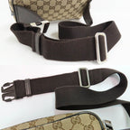 Gucci GG Canvas Waist Bag Body Beige Brown Silver Hardware — view 9