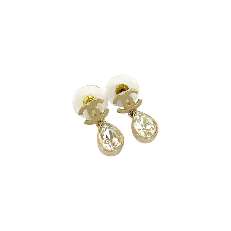 Chanel Coco Mark Motif GP Rhinestone Drop Earrings Accessories 22AC — view 4