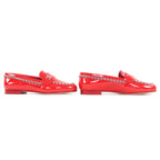 Chanel with Coco Mark Parts Patent Leather Chain Loafers Red — view 7