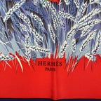 Hermes Scarf Silk Carre 90 Lapins DANS UN Champ de Wheat Field And Rabbit Red — view 6
