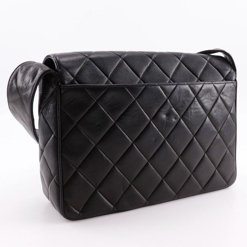 Chanel Coco Mark Quilted Vintage Lambskin Black Shoulder Bag — view 3