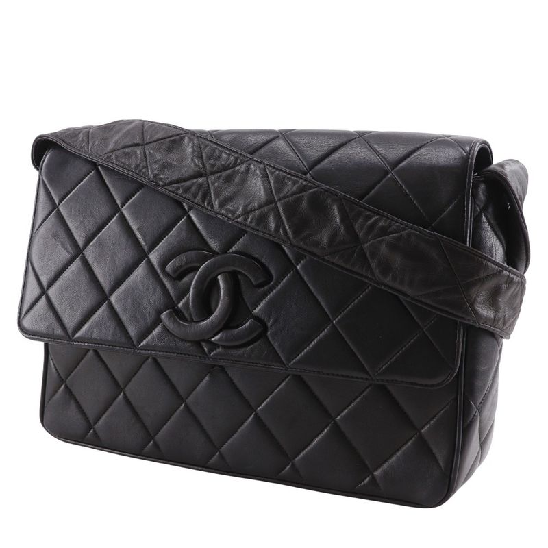 Chanel Coco Mark Quilted Vintage Lambskin Black Shoulder Bag — view 2