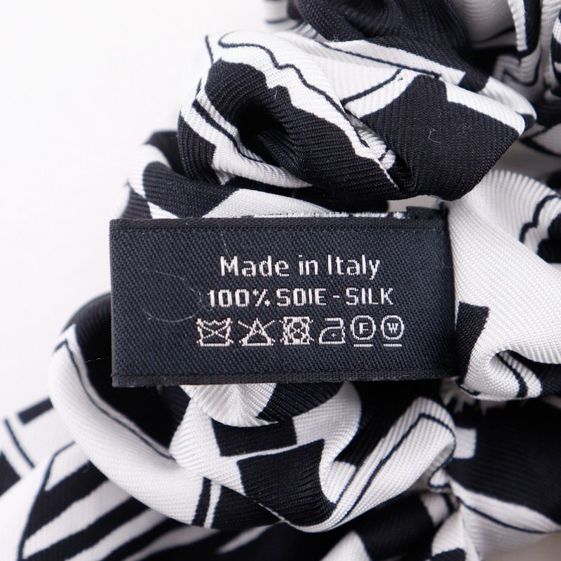 Chanel Ribbon Scrunchie Coco Mark Silk Black White — view 6