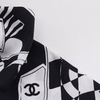 Chanel Ribbon Scrunchie Coco Mark Silk Black White — view 5