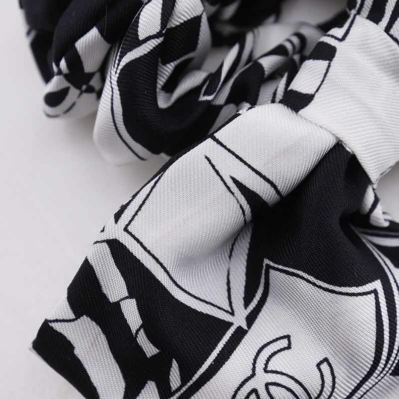 Chanel Ribbon Scrunchie Coco Mark Silk Black White — view 3