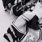 Chanel Ribbon Scrunchie Coco Mark Silk Black White — view 3