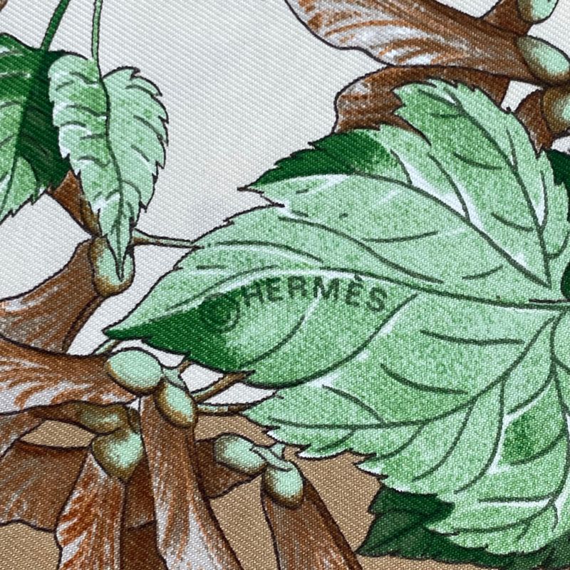Hermes Carre 90 Scarf Silk U Coeur DES BOIS In The Forest Brown — view 7