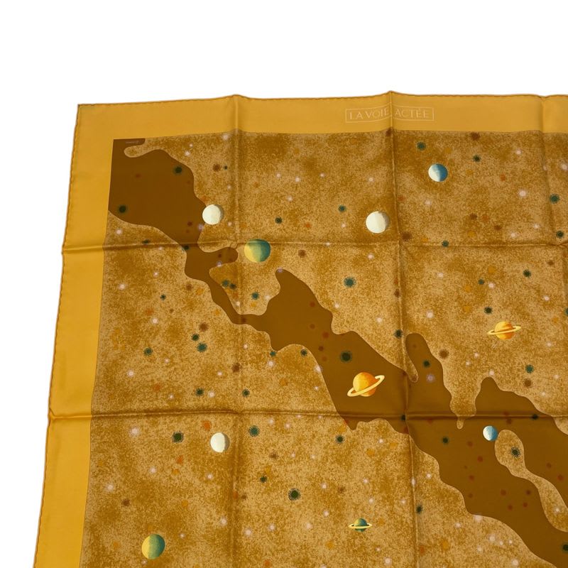 Hermes Scarf Silk Carre 90 Lavoie Lactee Milky Way Yellow — view 2