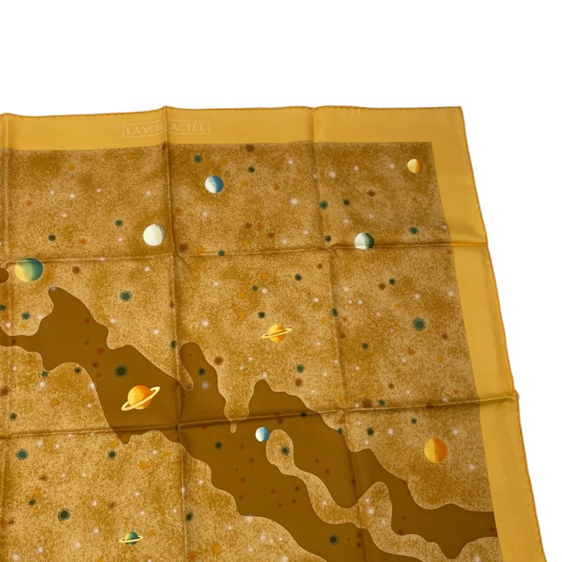 Hermes Scarf Silk Carre 90 Lavoie Lactee Milky Way Yellow — view 3