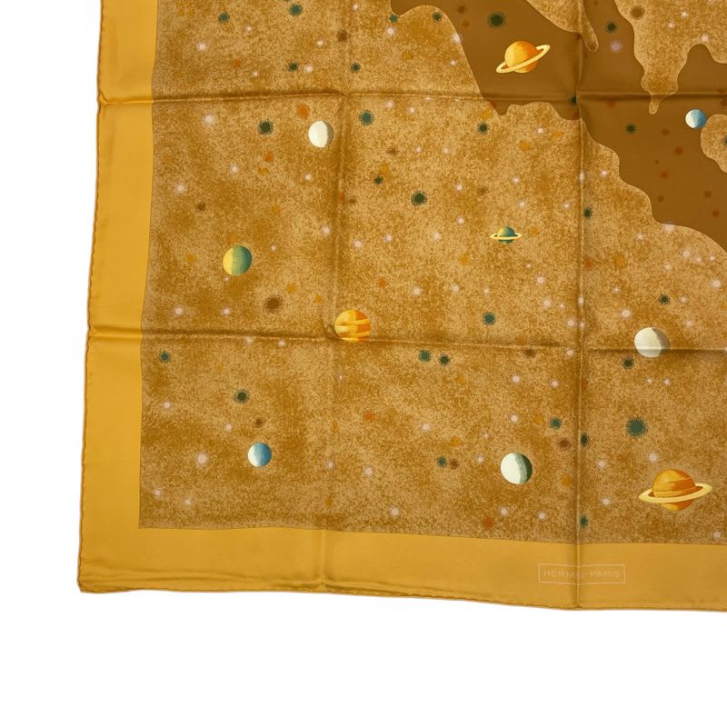 Hermes Scarf Silk Carre 90 Lavoie Lactee Milky Way Yellow — view 4