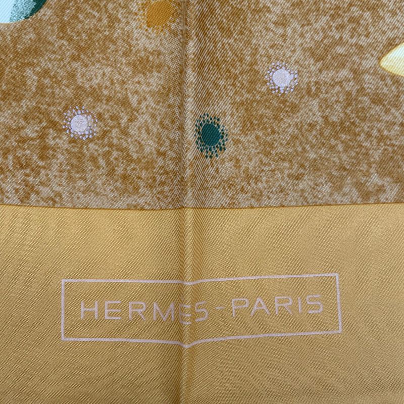 Hermes Scarf Silk Carre 90 Lavoie Lactee Milky Way Yellow — view 6