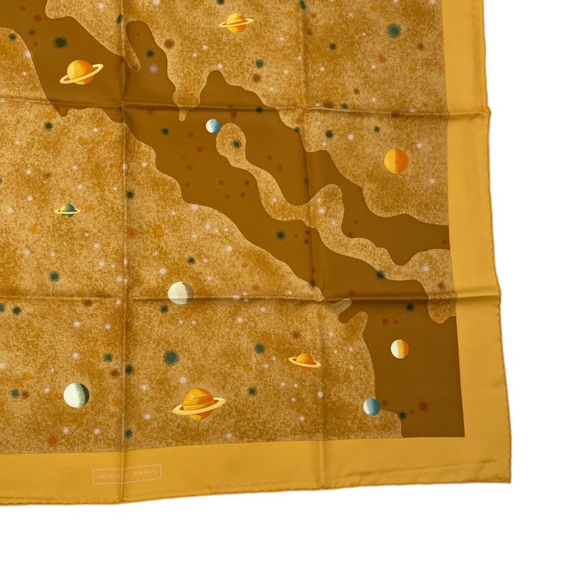 Hermes Scarf Silk Carre 90 Lavoie Lactee Milky Way Yellow — view 5