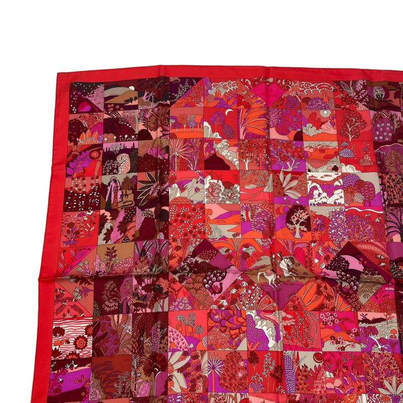 Hermes Scarf Carre 90 Silk Tout En Quilt Red — view 2