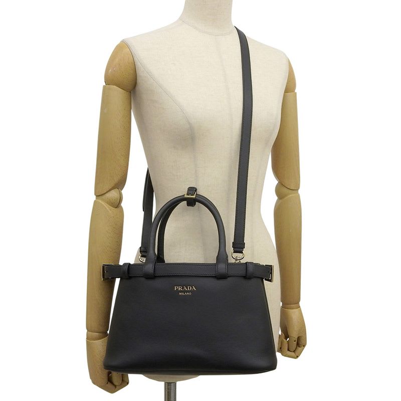 Prada 2-Way Tote Buckle Small Shoulder Bag — view 8