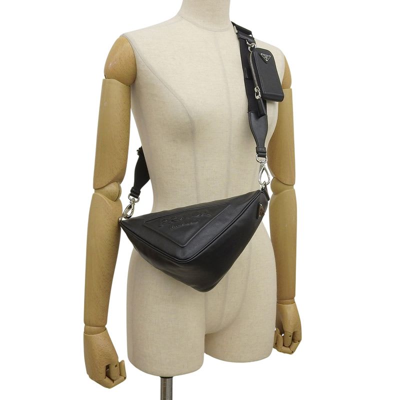 Prada Triangle Shoulder Mini Black Bag — view 8