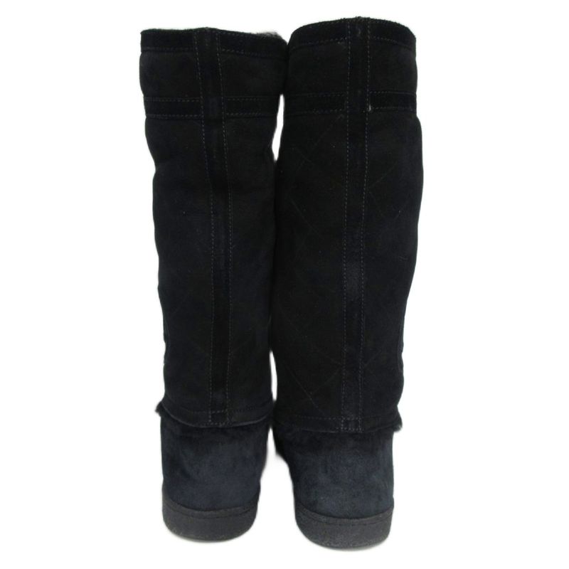 Chanel Quilted Mouton Long Boots Coco Mark Leather 35 Black — view 4