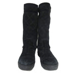 Chanel Quilted Mouton Long Boots Coco Mark Leather 35 Black — view 3