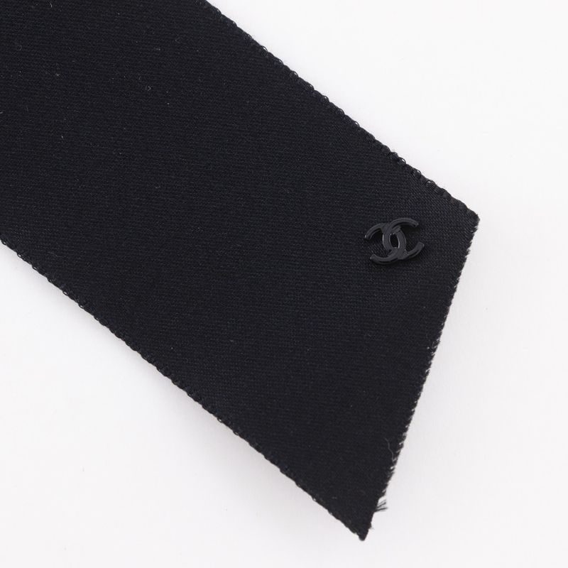 Chanel Ribbon Coco Mark Satin Black 22 a Barrette — view 3