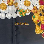 Chanel Scarf Silk Accessory Pattern Black — view 6