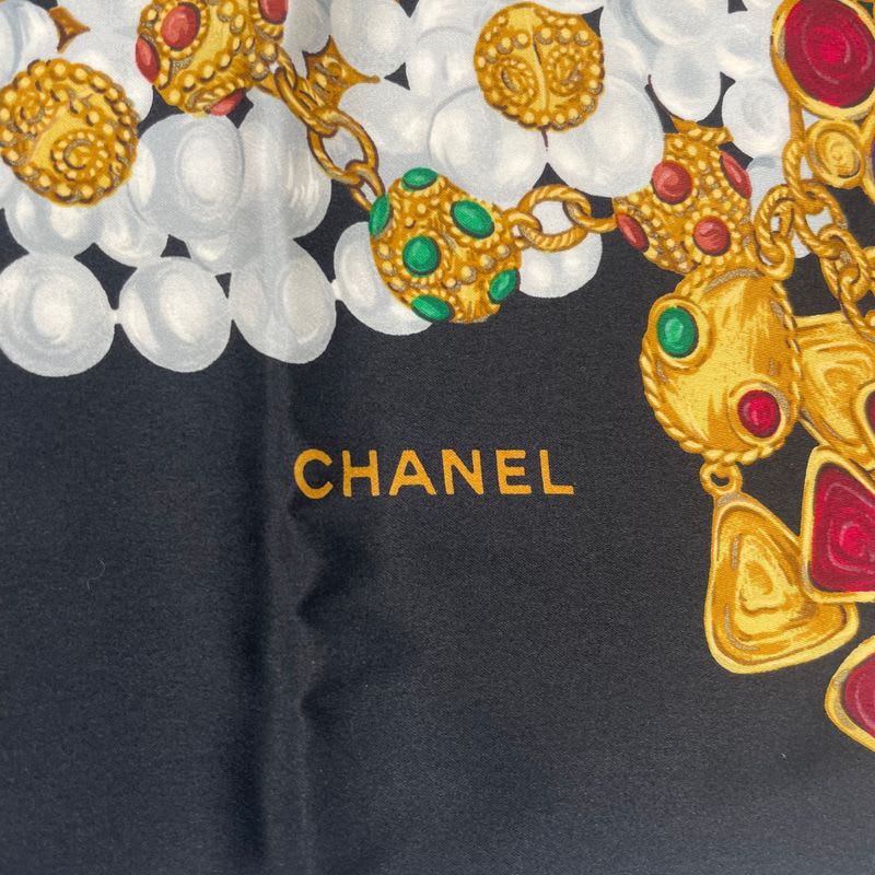 Chanel Scarf Silk Accessory Pattern Black — view 6