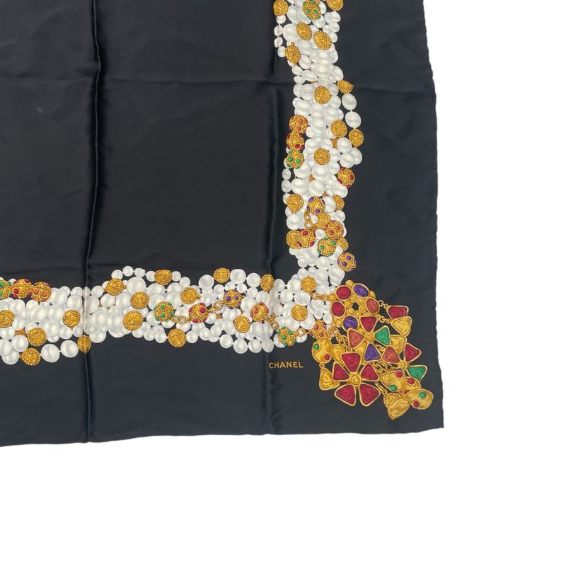 Chanel Scarf Silk Accessory Pattern Black — view 5