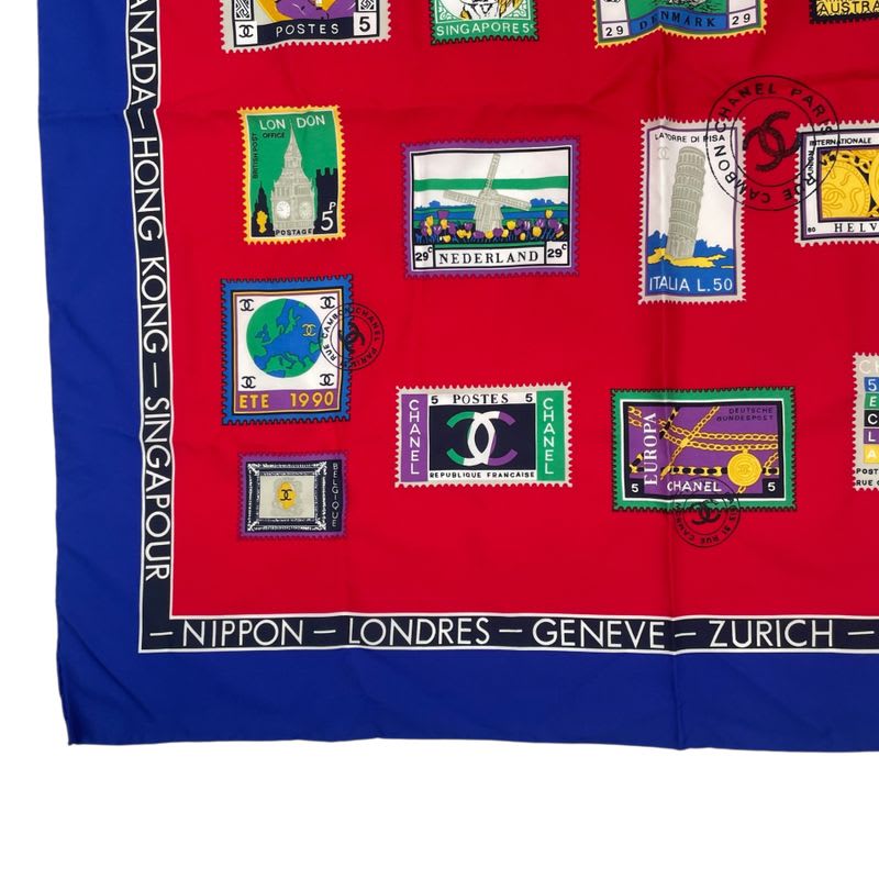 Chanel Scarf Silk Stamp Pattern Coco Mark Multicolor — view 4