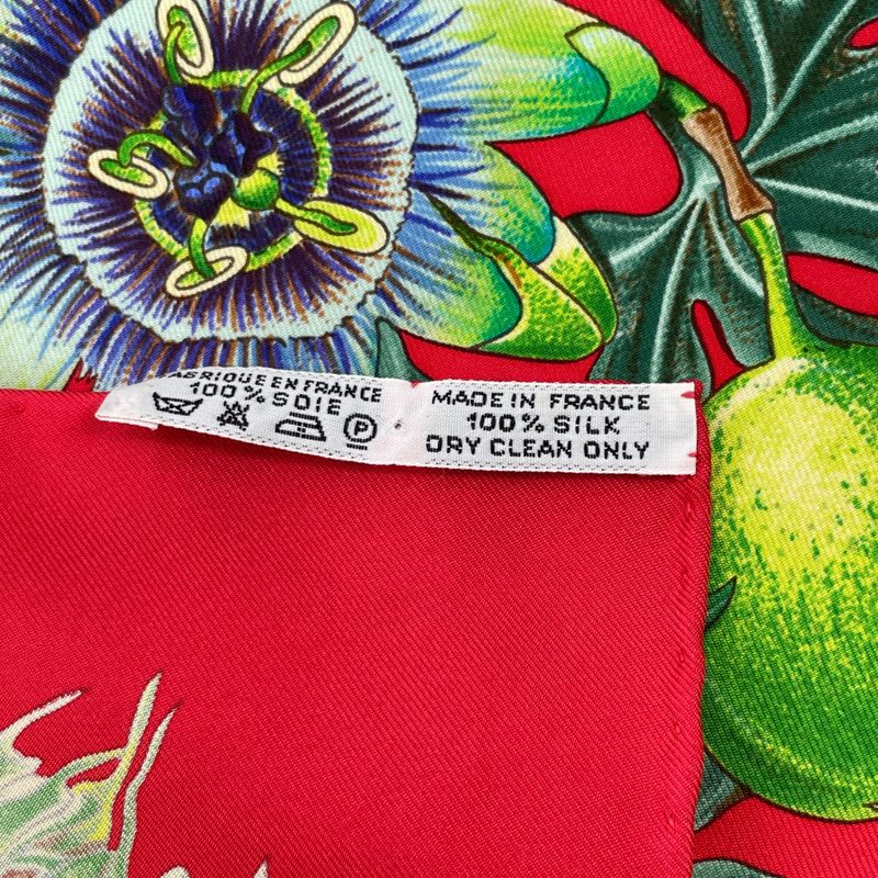 Hermes Scarf Carre 90 P 100% Silk Assiflores Passion Flower Black Red — view 7