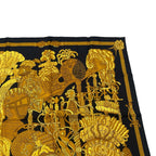 Hermes Scarf Silk Carre 90 Armets En Panache Feather Helmet Gold Black — view 3
