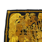 Hermes Scarf Silk Carre 90 Armets En Panache Feather Helmet Gold Black — view 2