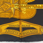 Hermes Scarf Silk Carre 90 Armets En Panache Feather Helmet Gold Black — view 6
