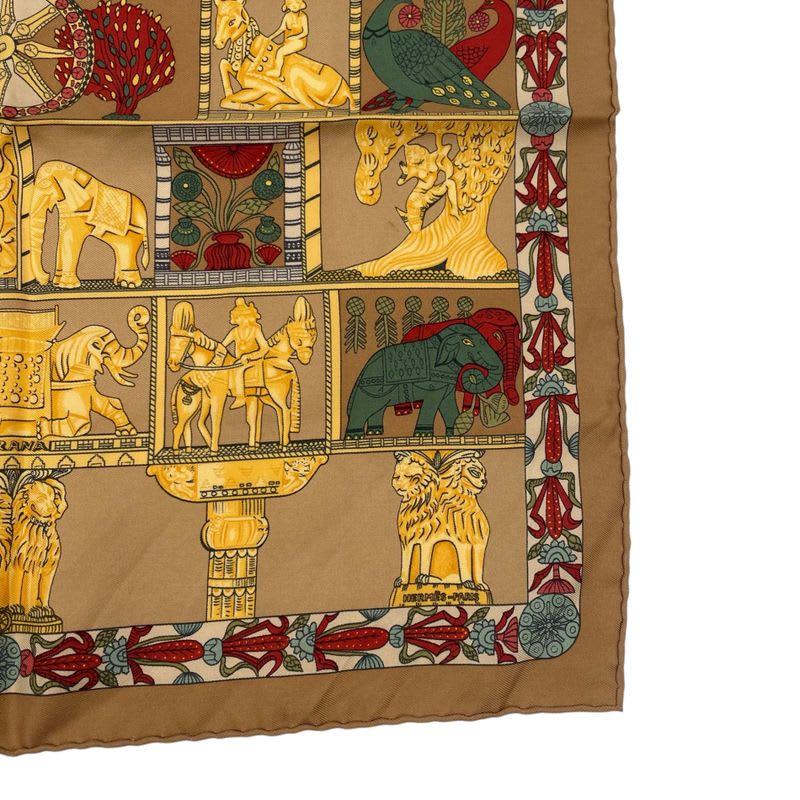 Hermes Scarf Silk Tower Torana Brown — view 5