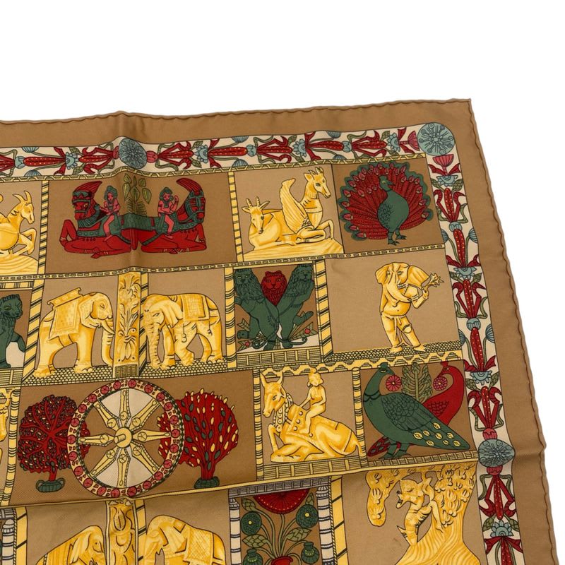 Hermes Scarf Silk Tower Torana Brown — view 3
