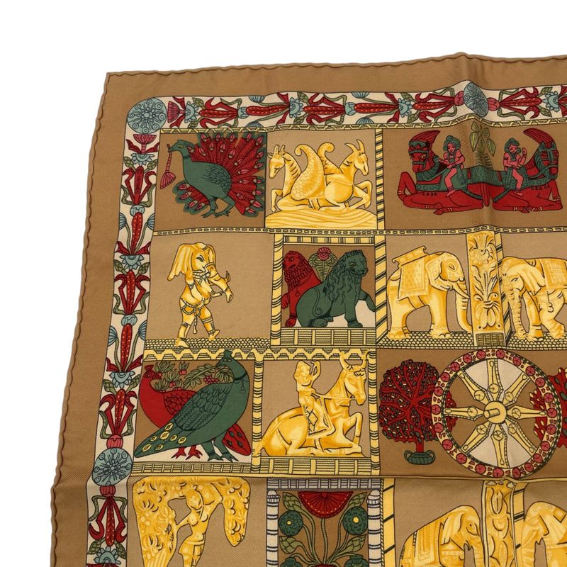 Hermes Scarf Silk Tower Torana Brown — view 2