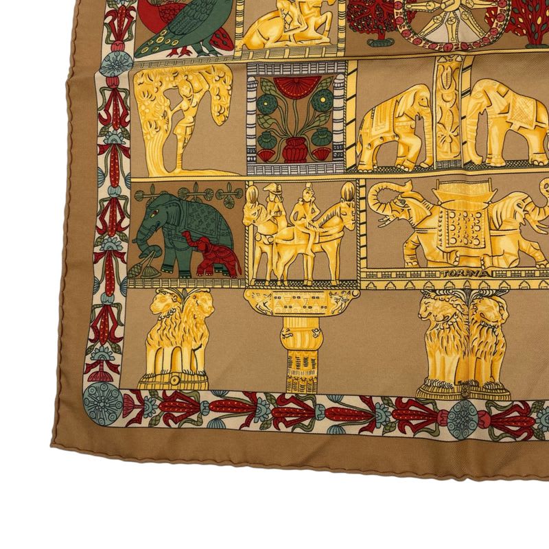 Hermes Scarf Silk Tower Torana Brown — view 4