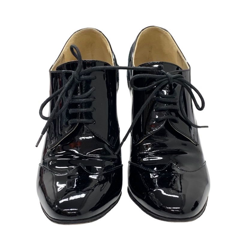 Chanel Boots Short Booties Lace Up Coco Mark Patent Black — view 2
