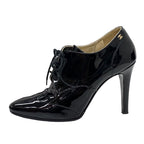 Chanel Boots Short Booties Lace Up Coco Mark Patent Black — view 3