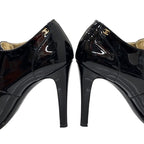 Chanel Boots Short Booties Lace Up Coco Mark Patent Black — view 9