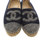 Chanel Coco Marc Espadrilles Slip-on Shoes Melton Navy JS GY18 — view 8
