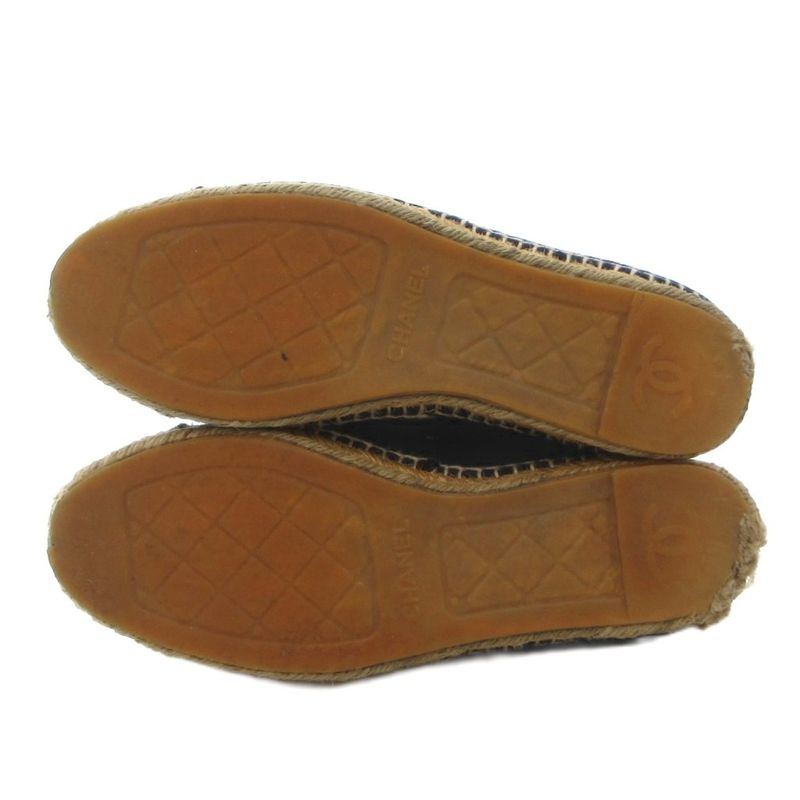 Chanel Coco Marc Espadrilles Slip-on Shoes Melton Navy JS GY18 — view 5