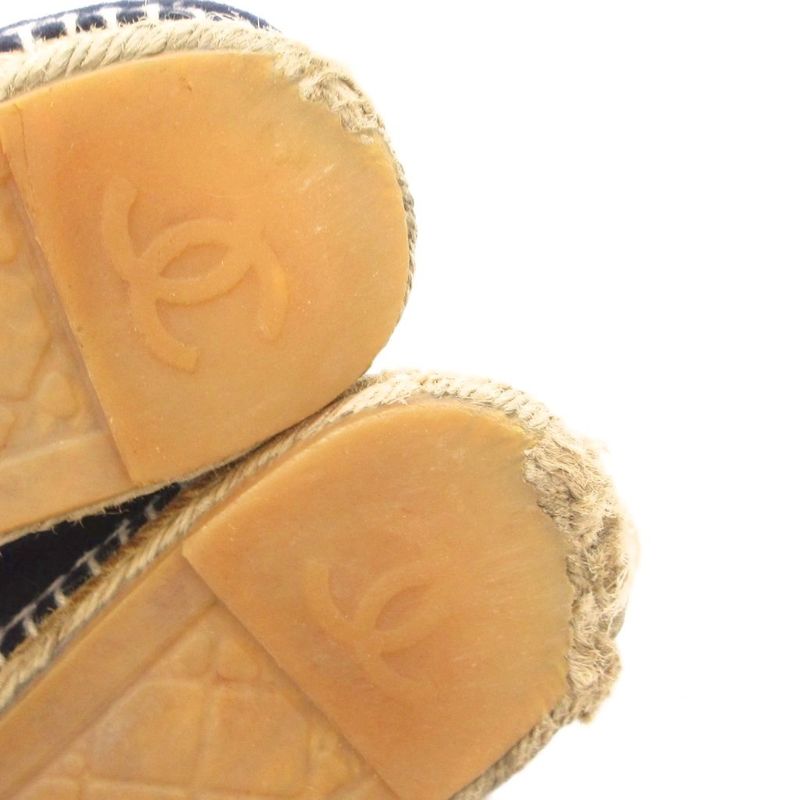 Chanel Coco Marc Espadrilles Slip-on Shoes Melton Navy JS GY18 — view 7
