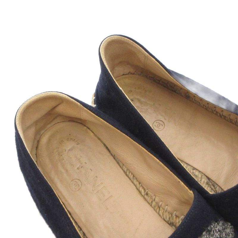 Chanel Coco Marc Espadrilles Slip-on Shoes Melton Navy JS GY18 — view 6