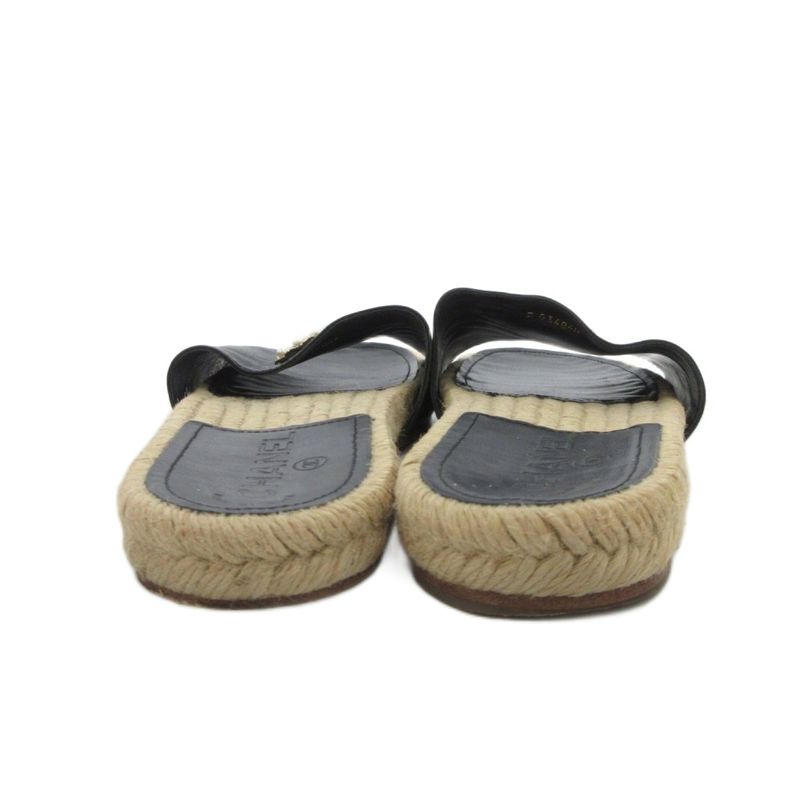 Chanel Espadrille Sandals Coco Marc Pearl Bijoux 38 Black UO GY18 — view 4
